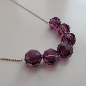 Gold Tone Purple Bead Necklace